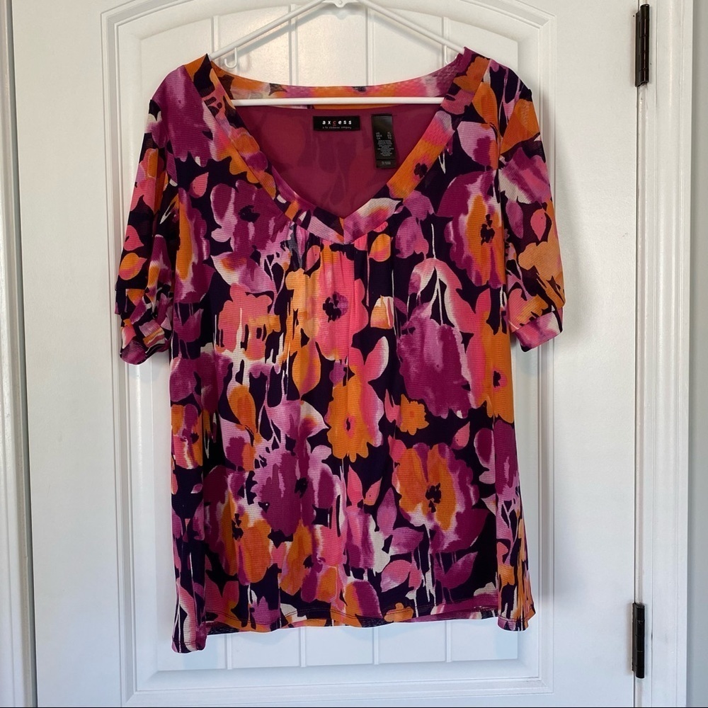 Axcess by Liz Claiborne Floral Top Size XL